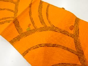 リサイクル　手織り真綿紬波模様織出し名古屋帯